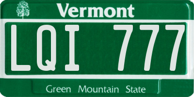 VT license plate LQI777