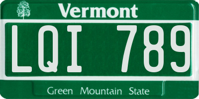 VT license plate LQI789