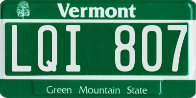 VT license plate LQI807