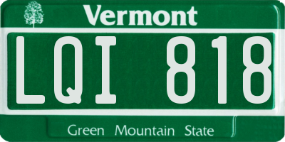 VT license plate LQI818