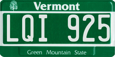 VT license plate LQI925