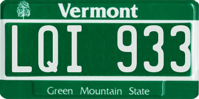 VT license plate LQI933