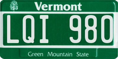 VT license plate LQI980