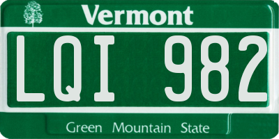 VT license plate LQI982