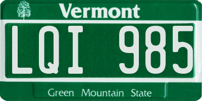 VT license plate LQI985
