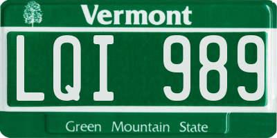 VT license plate LQI989