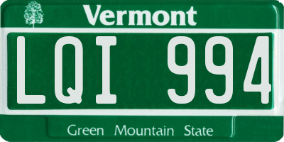 VT license plate LQI994