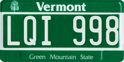 VT license plate LQI998