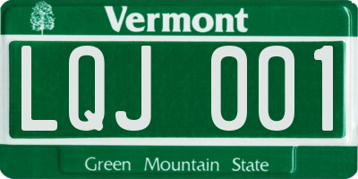 VT license plate LQJ001