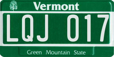 VT license plate LQJ017