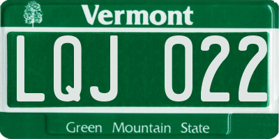 VT license plate LQJ022