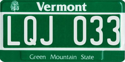 VT license plate LQJ033
