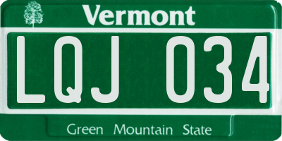 VT license plate LQJ034