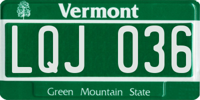 VT license plate LQJ036