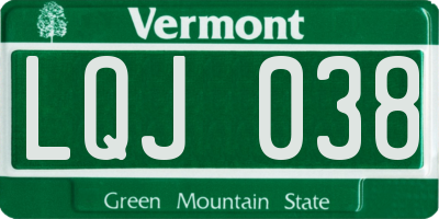 VT license plate LQJ038