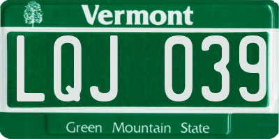 VT license plate LQJ039