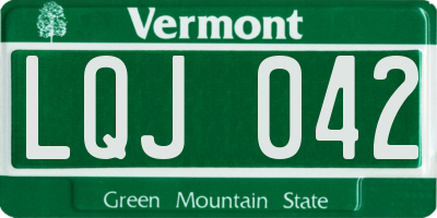 VT license plate LQJ042