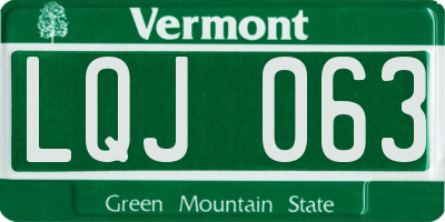 VT license plate LQJ063
