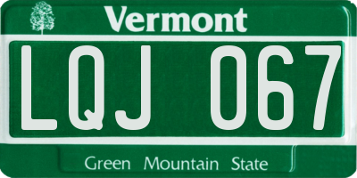 VT license plate LQJ067