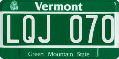 VT license plate LQJ070