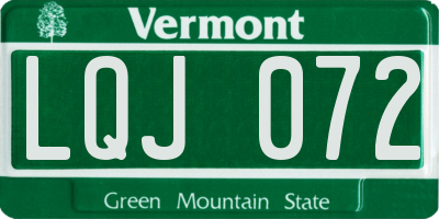 VT license plate LQJ072