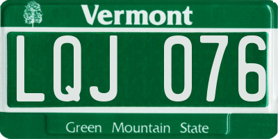 VT license plate LQJ076