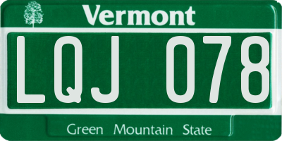 VT license plate LQJ078