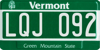 VT license plate LQJ092