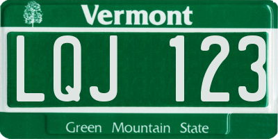 VT license plate LQJ123