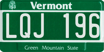 VT license plate LQJ196