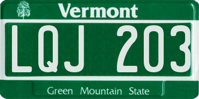 VT license plate LQJ203