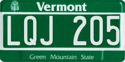 VT license plate LQJ205