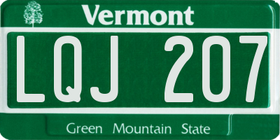 VT license plate LQJ207