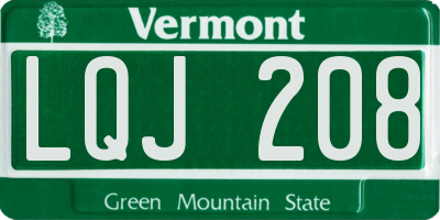 VT license plate LQJ208