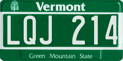 VT license plate LQJ214