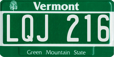 VT license plate LQJ216