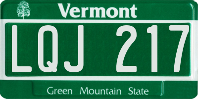 VT license plate LQJ217