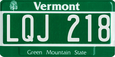 VT license plate LQJ218