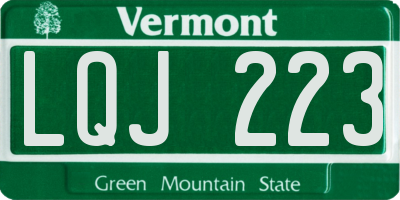 VT license plate LQJ223