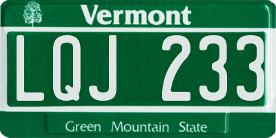VT license plate LQJ233