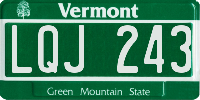 VT license plate LQJ243