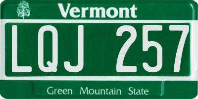 VT license plate LQJ257
