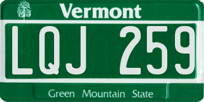VT license plate LQJ259