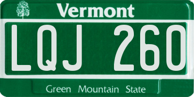 VT license plate LQJ260