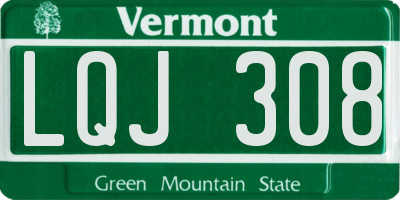 VT license plate LQJ308