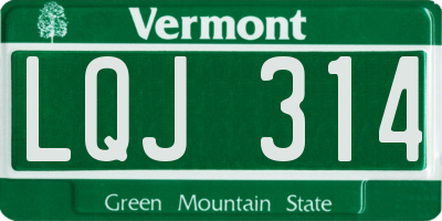 VT license plate LQJ314