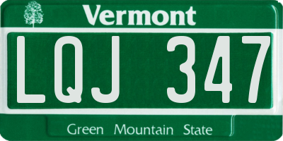 VT license plate LQJ347
