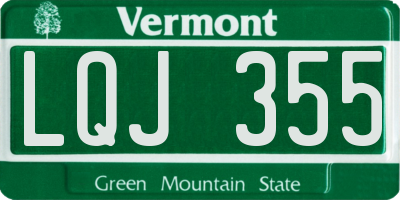 VT license plate LQJ355