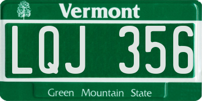 VT license plate LQJ356