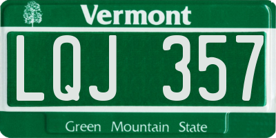 VT license plate LQJ357